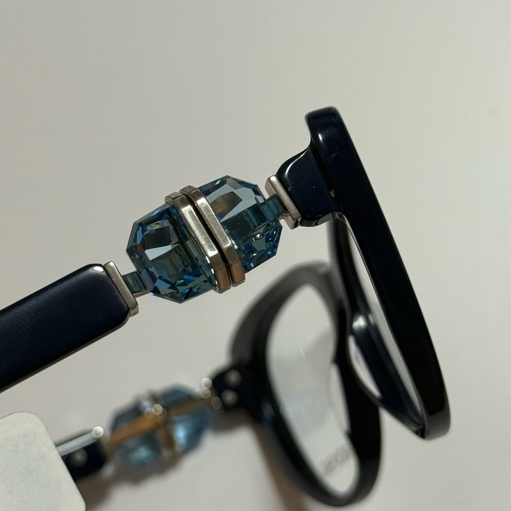 SWARVOSKI Elegant Navy Blue Cat-Eye Glasses with Crystal Details - Picture 8 of 8